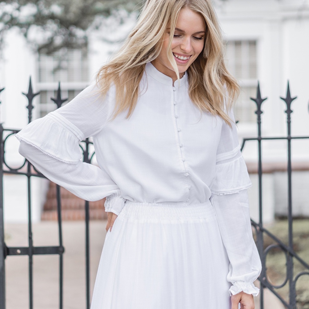 ModWhite White Orchid Temple Blouse